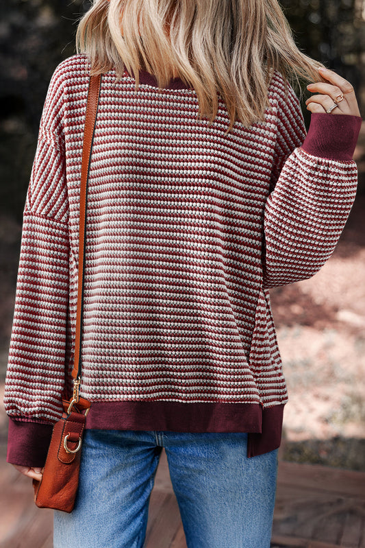 Stripe Ribbed Oversize Top FB