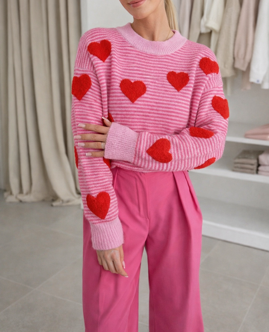 Stripe Heart Valentine Sweater FB