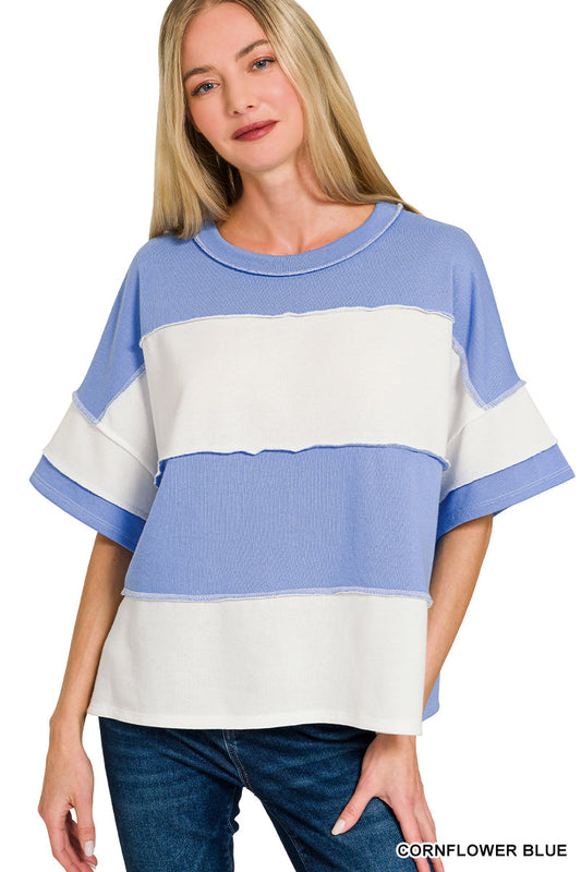 French-Terry Exposed Seam Top Zenana