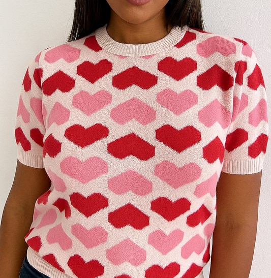 Two-Tone Heart Sweater FB