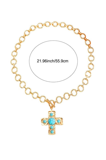 Notable Hammered Cross Necklace Zenana