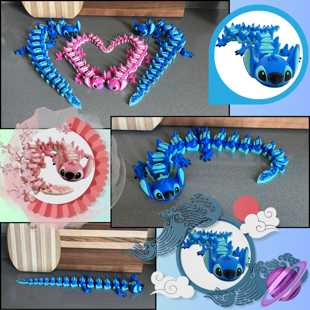 3D PRINTED PINK ALIEN ARTICULATED DRAGON