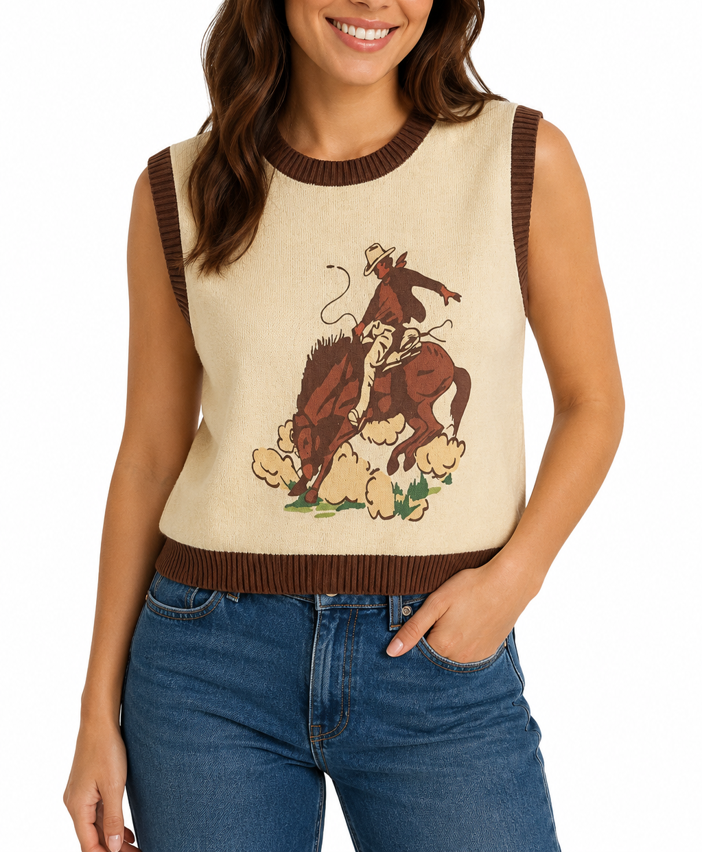 Western Print Knit Vest