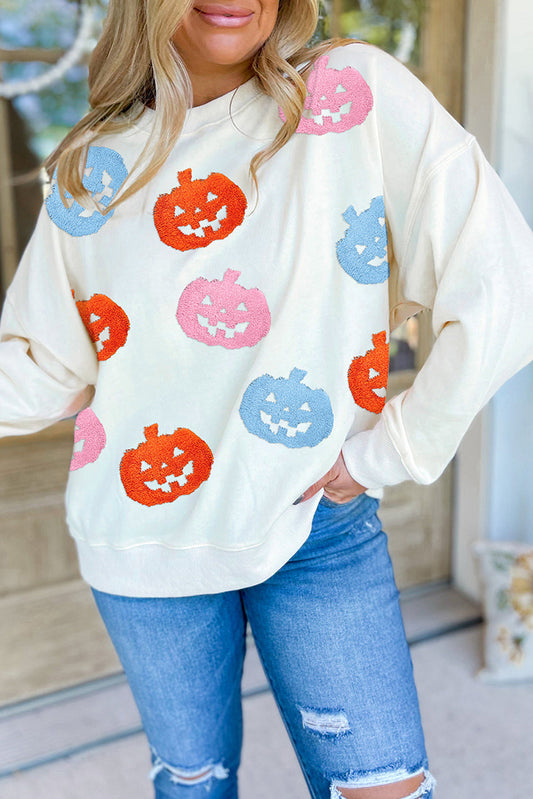 White Pumpkin Patched Sweatshirt FB