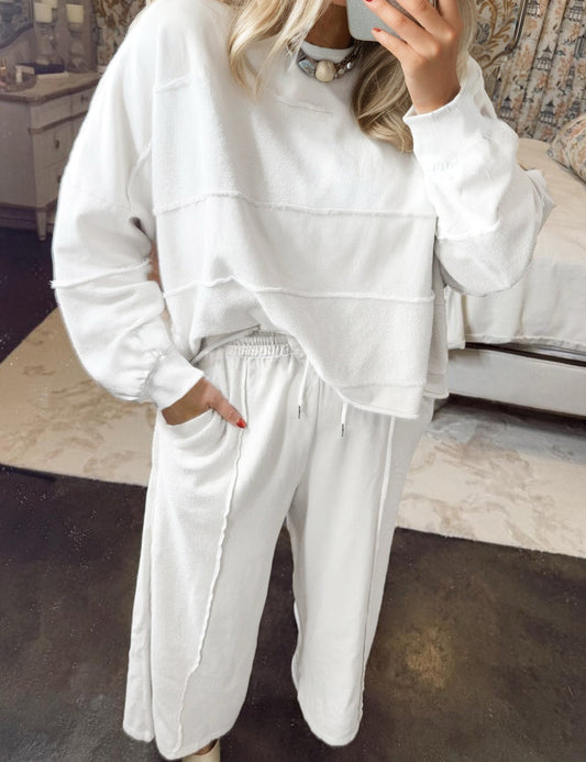 White Textured Raw Seam Plus Set September.