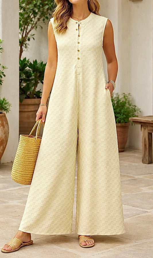 Wide Leg Textured Jumpsuit