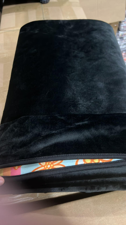 NBC PATCHES - SOFT BLACK FLEECE THROW BLANKET