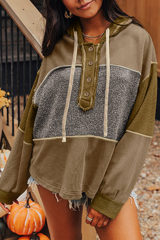 Green Patchwork Exposed Seam Sweatshirt FB