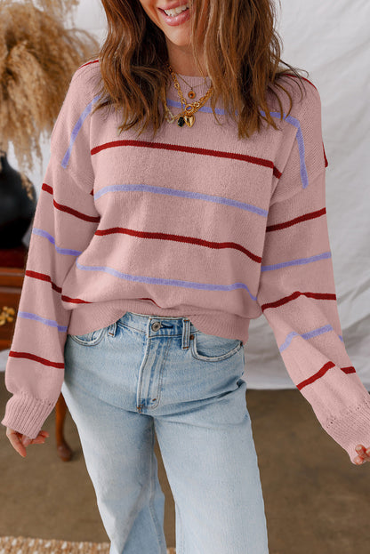 Striped Ribbed Edge Sweater FB
