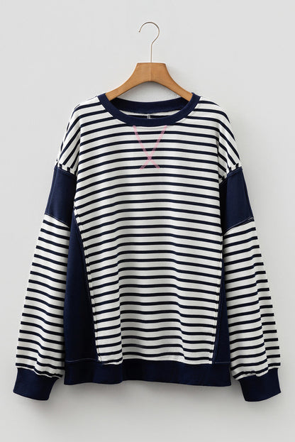 Blue Stripe Patchwork Sweatshirt RTS