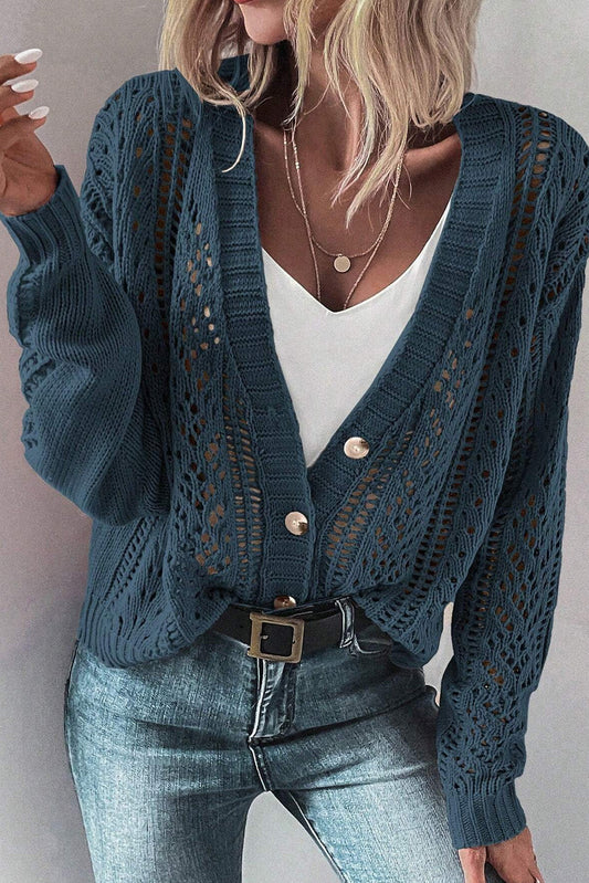 Open Knit Drop Shoulder Cardigan FB