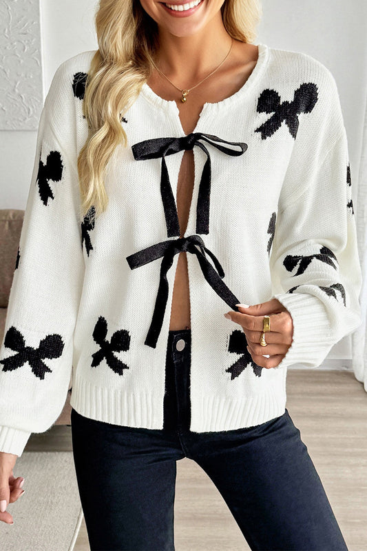 White Lace Bow Cardigan FB