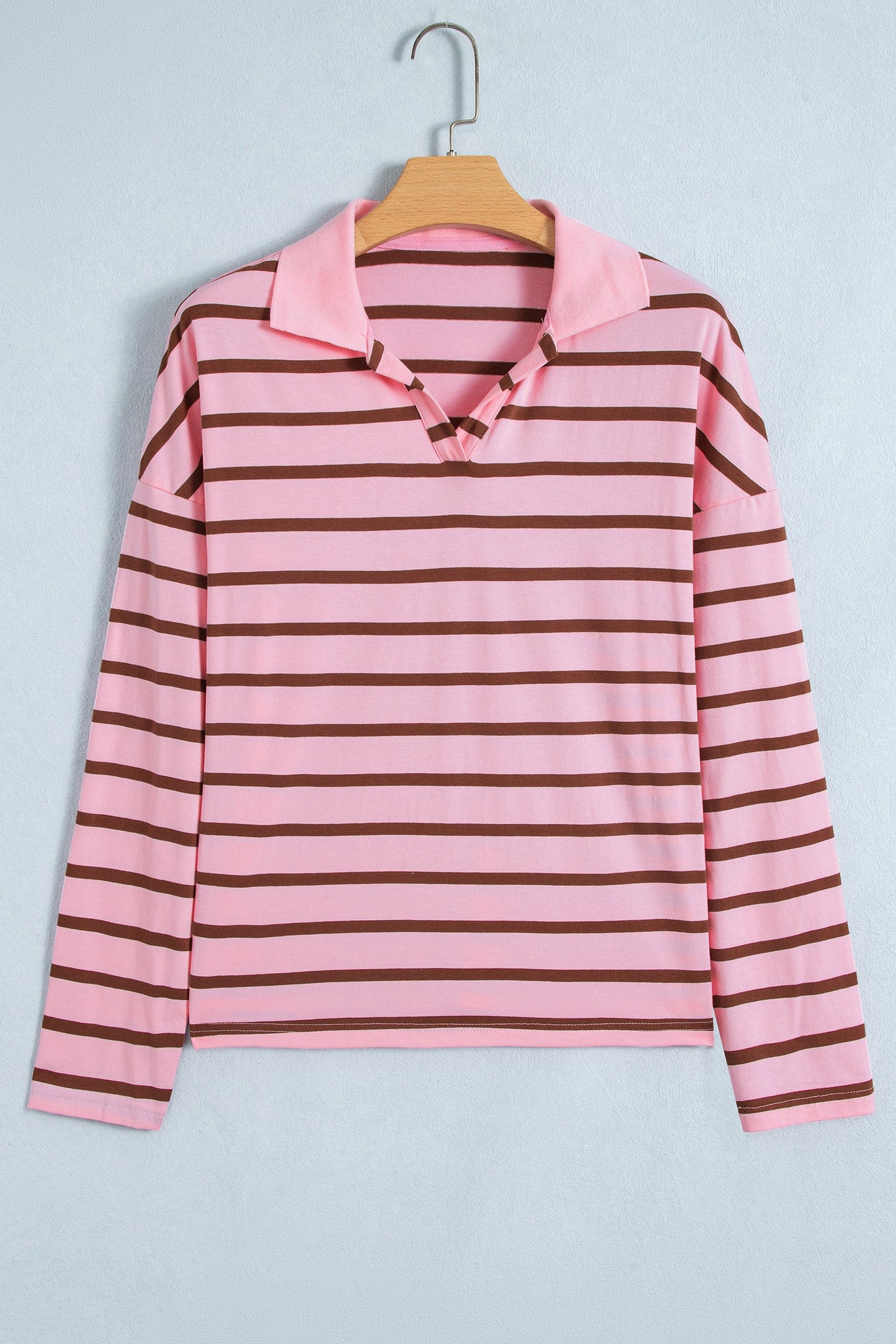 Pink Stripe Collar Top