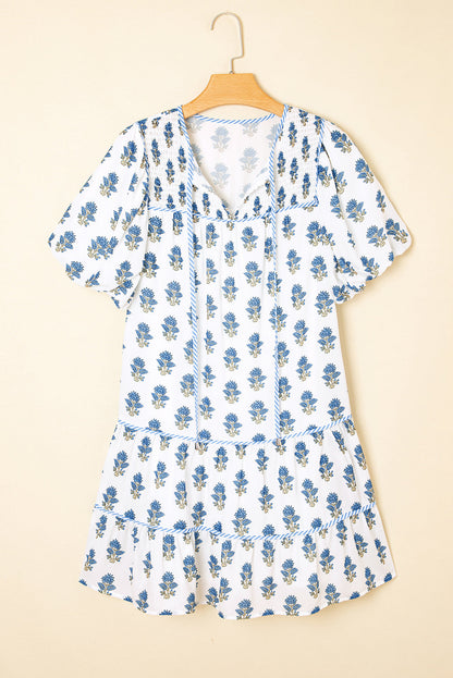 Blue Puff Mini Dress