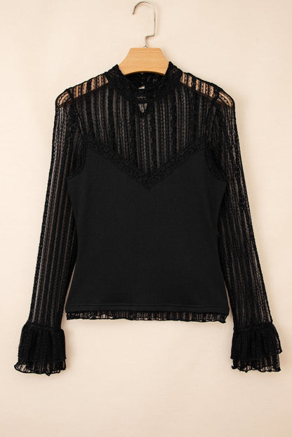 Black Lace Flounce Top August.