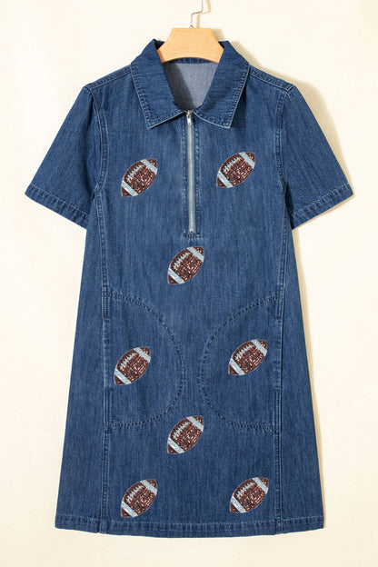 Sequin Football Denim Dress
