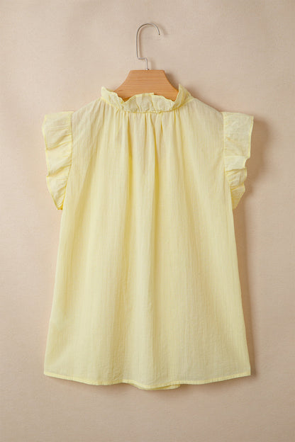 Yellow Cream Ruffle Top