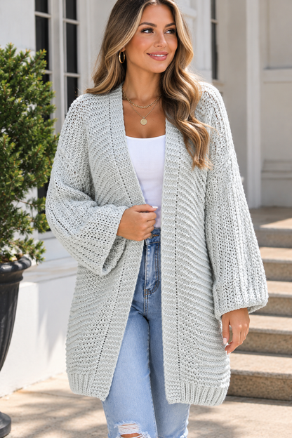 Gray Oversized Drop Shoulder Cardigan