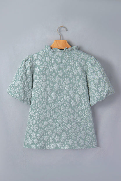 Floral Textured Puff Blouse