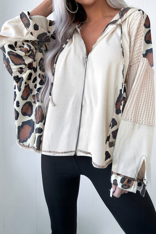Apricot Leopard Patchwork Hoodie August.