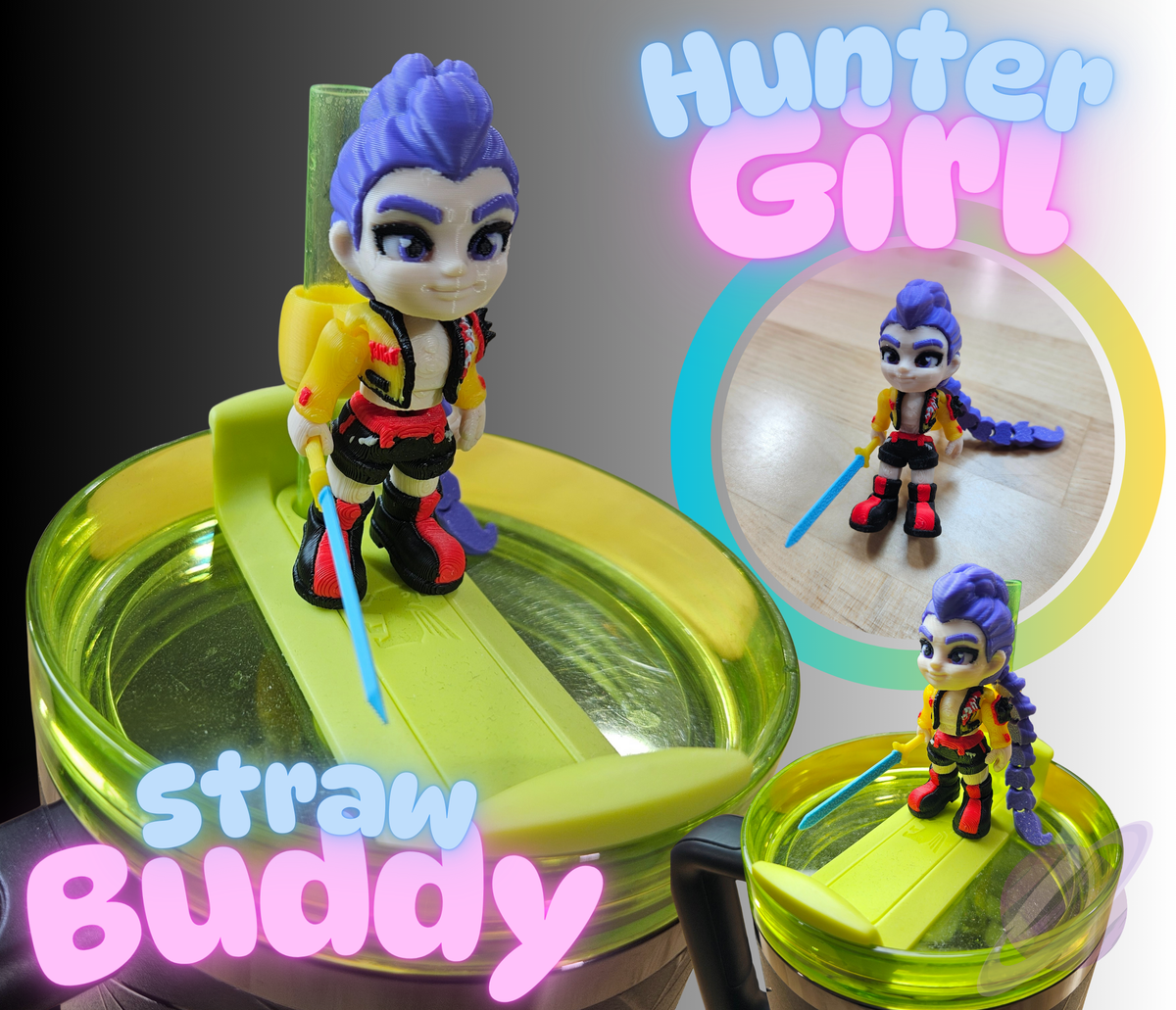 HUNTER GIRL-3D PRINTED STRAW BUDDY