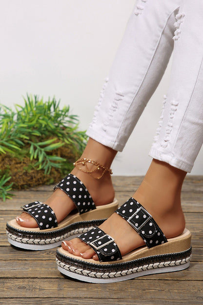 Polka Dot Platform Buckle Shoes