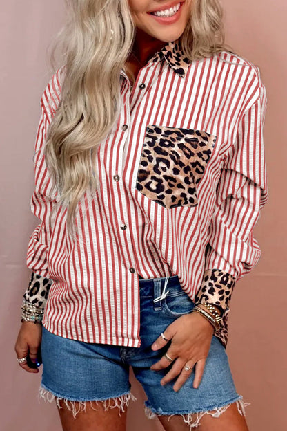 Striped Leopard Button Shirt FB