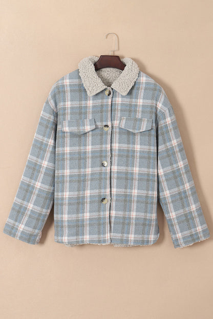 Blue Plaid Sherpa Jacket October.