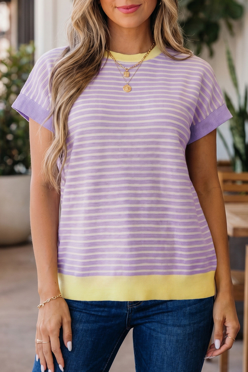 Purple Stripe Collar Shirt