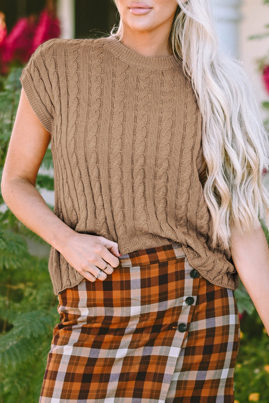 Beige Cable Knit Sweater FB