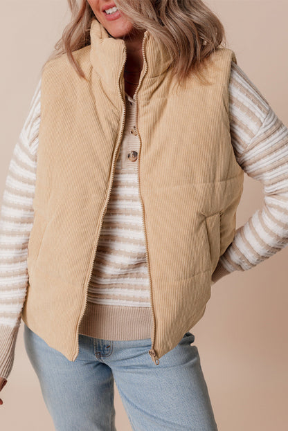 Corduroy Zip Up Puffer Vest RTS
