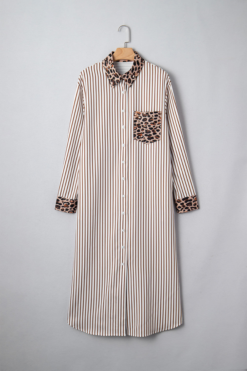 Stripe Leopard Button Dress Slits RTS