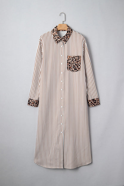 Stripe Leopard Button Dress Slits RTS