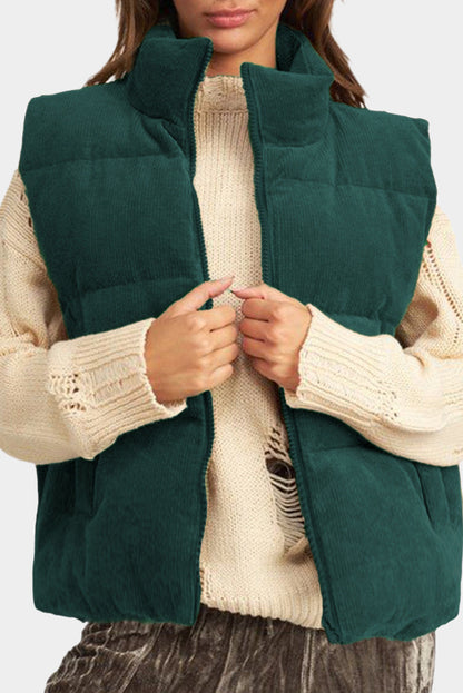 Corduroy Zip Up Puffer Vest RTS