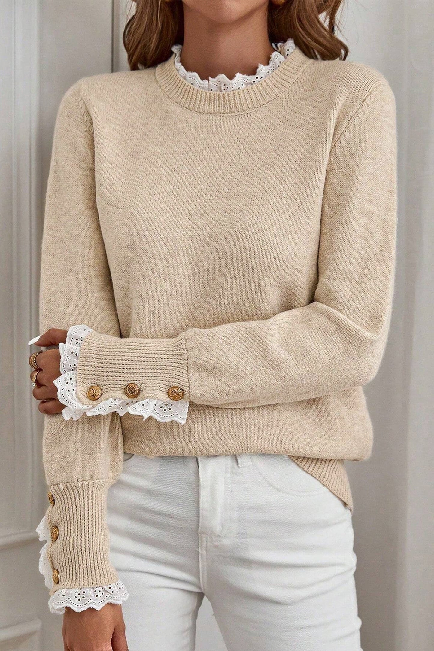 Lace Trim Sweater FB