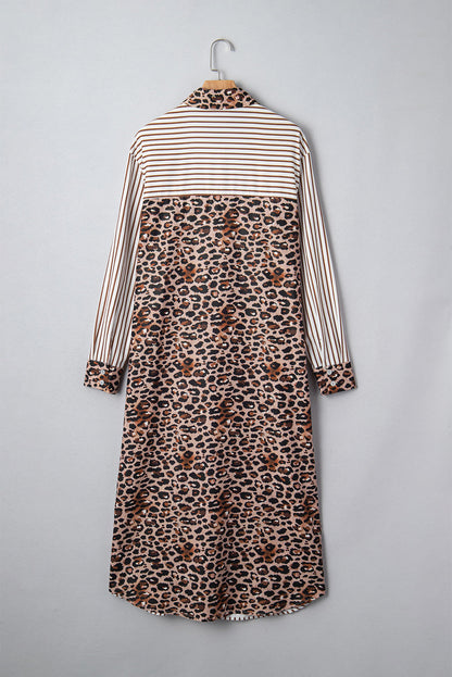 Stripe Leopard Button Dress Slits November.