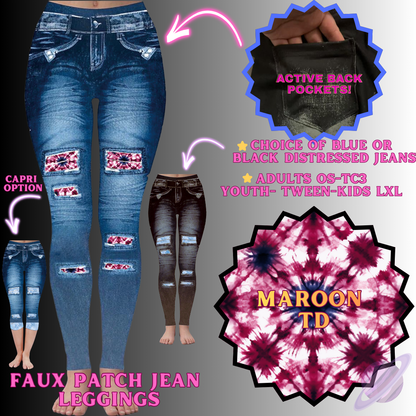 MAROON TD-FAUX JEAN LEGGING-PREORDER CLOSING 12/2