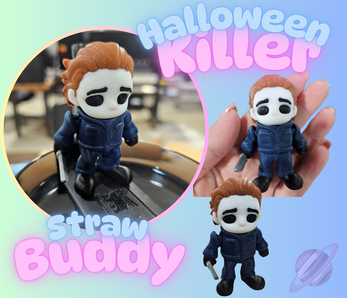HALLOWEEN KILLER-3D PRINTED STRAW BUDDY