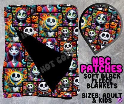 NBC PATCHES - SOFT BLACK FLEECE THROW BLANKET