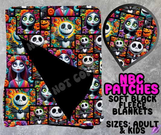 NBC PATCHES - SOFT BLACK FLEECE THROW BLANKET
