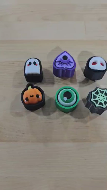 6 PACK- 3D PRINTED SPOOKY CLICKER FIDGETS