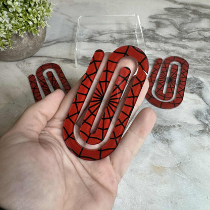 Jumbo Paperclip - Spiderweb Red