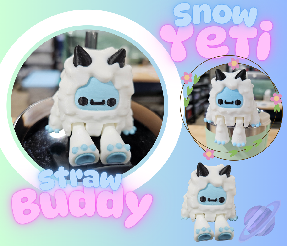 SNOW YETI-3D PRINTED STRAW BUDDY